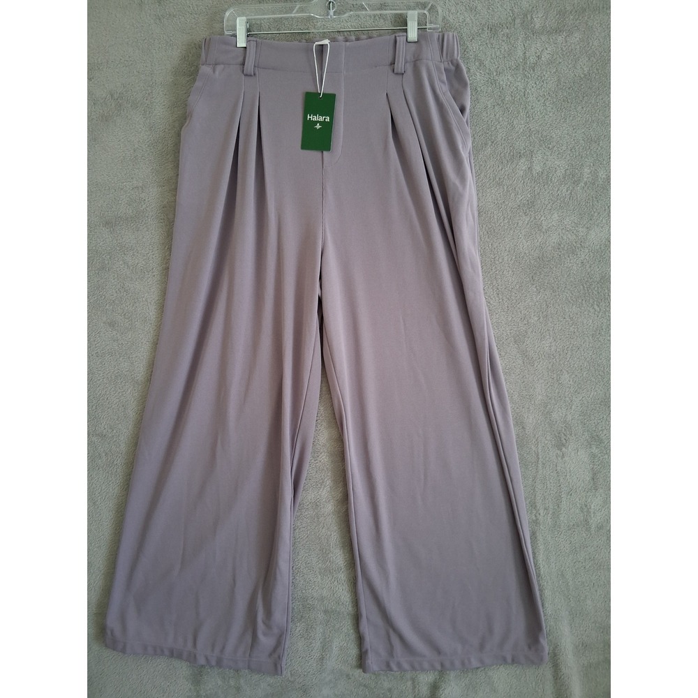Halara Flex Wide Leg Pants XL Lavender Waffle Work Casual Pleated High Rise New